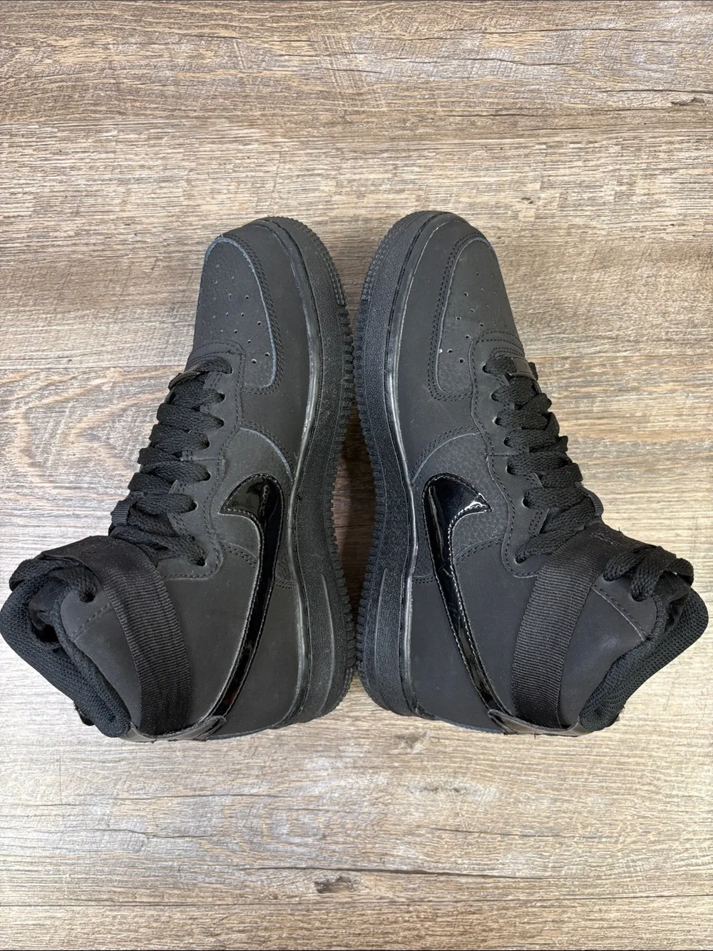 Nike Air Force 1 High GS Triple Black Sneakers 653998-001 Size 5Y